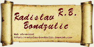 Radislav Bondžulić vizit kartica